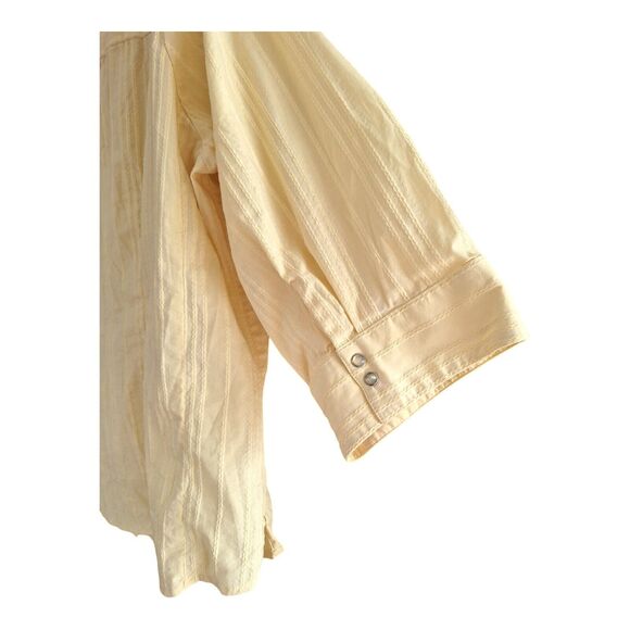 Vintage Faded Glory Stretch Shirt Pearl Snap Butter Yellow Cotton Blend 22W 24W - Picture 14 of 15
